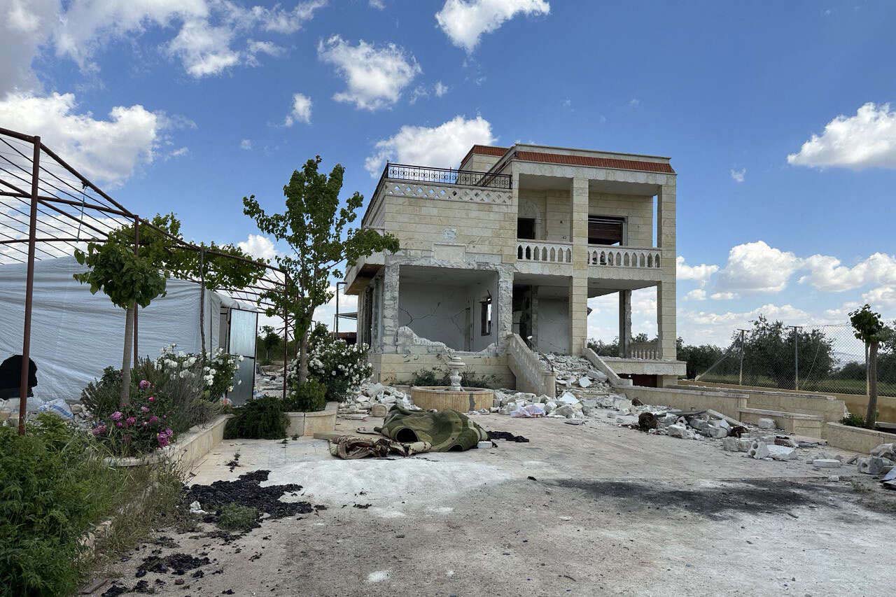 The raided house of the leader of the Islamic State group Abu Hussein al-Quraishi