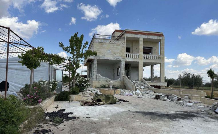 The raided house of the leader of the Islamic State group Abu Hussein al-Quraishi