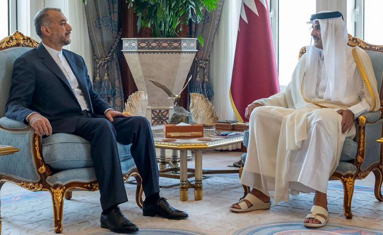 أمير قطر الشيخ تميم بن حمد آل ثاني يستقبل وزير الخارجية الإيراني حسين أمير عبداللهيان