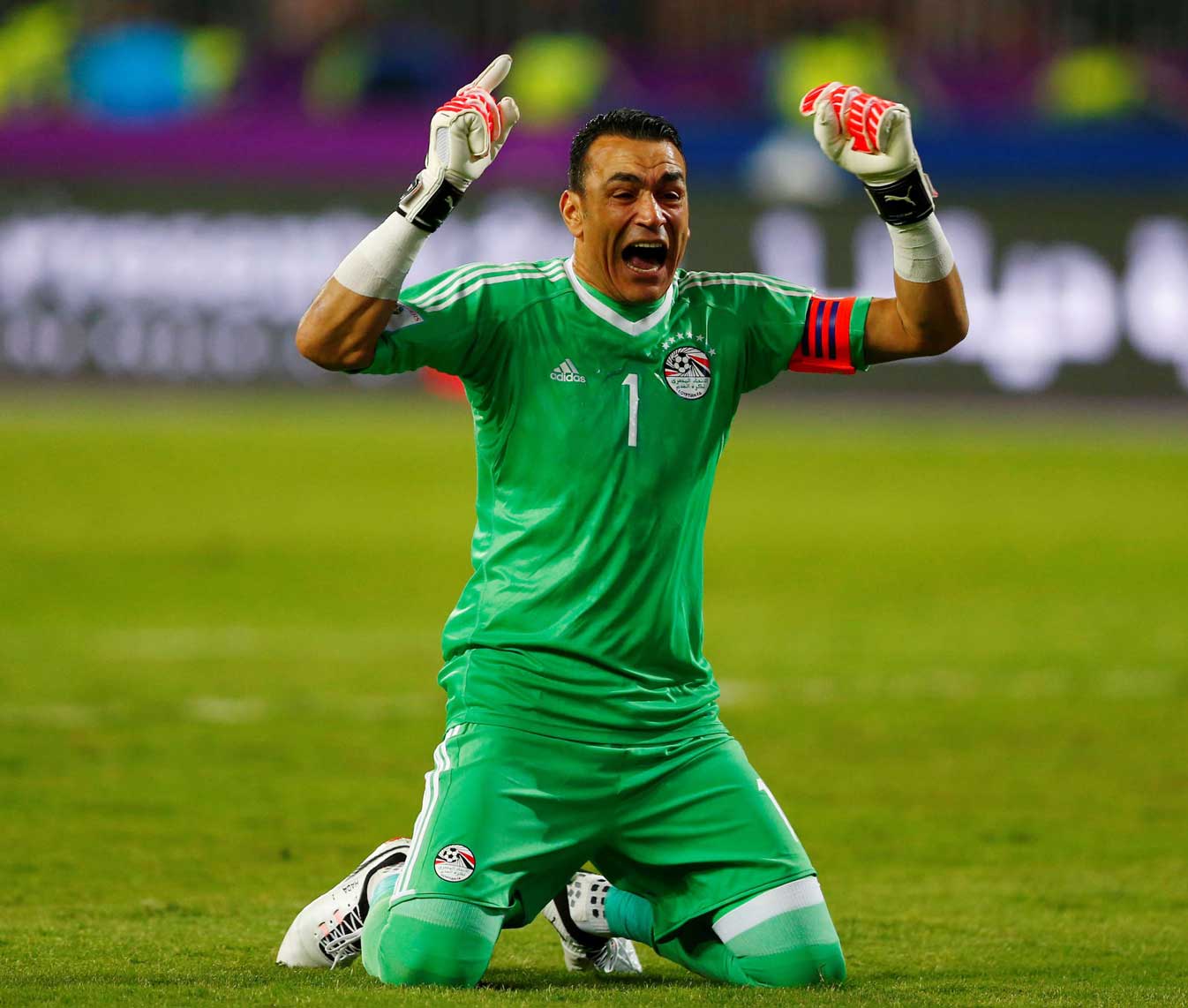 عصام الحضري يحتفل بعد نجاحه في حماية شباكه