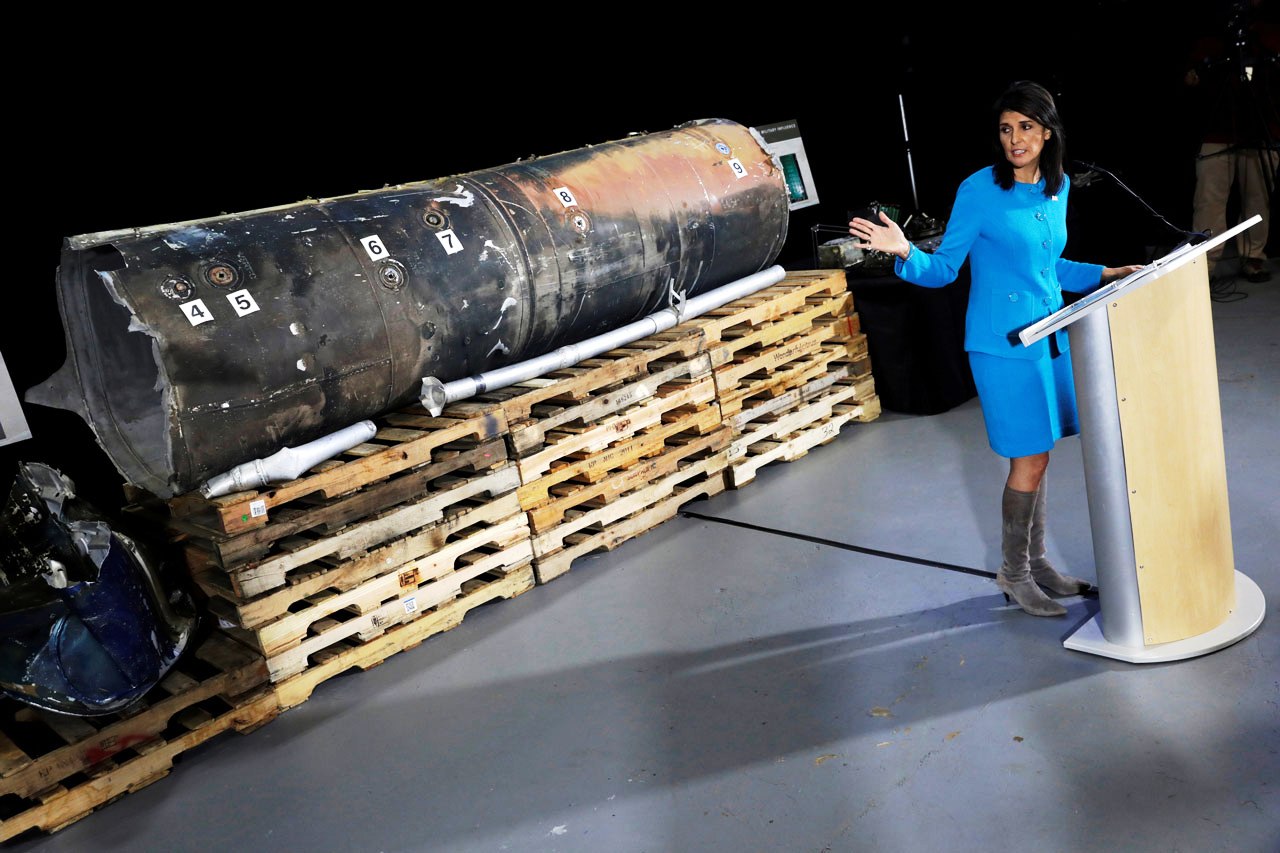 نيكي هايلي تستعرض أدلة على أن صواريخ الحوثيين إيرانية الصنع