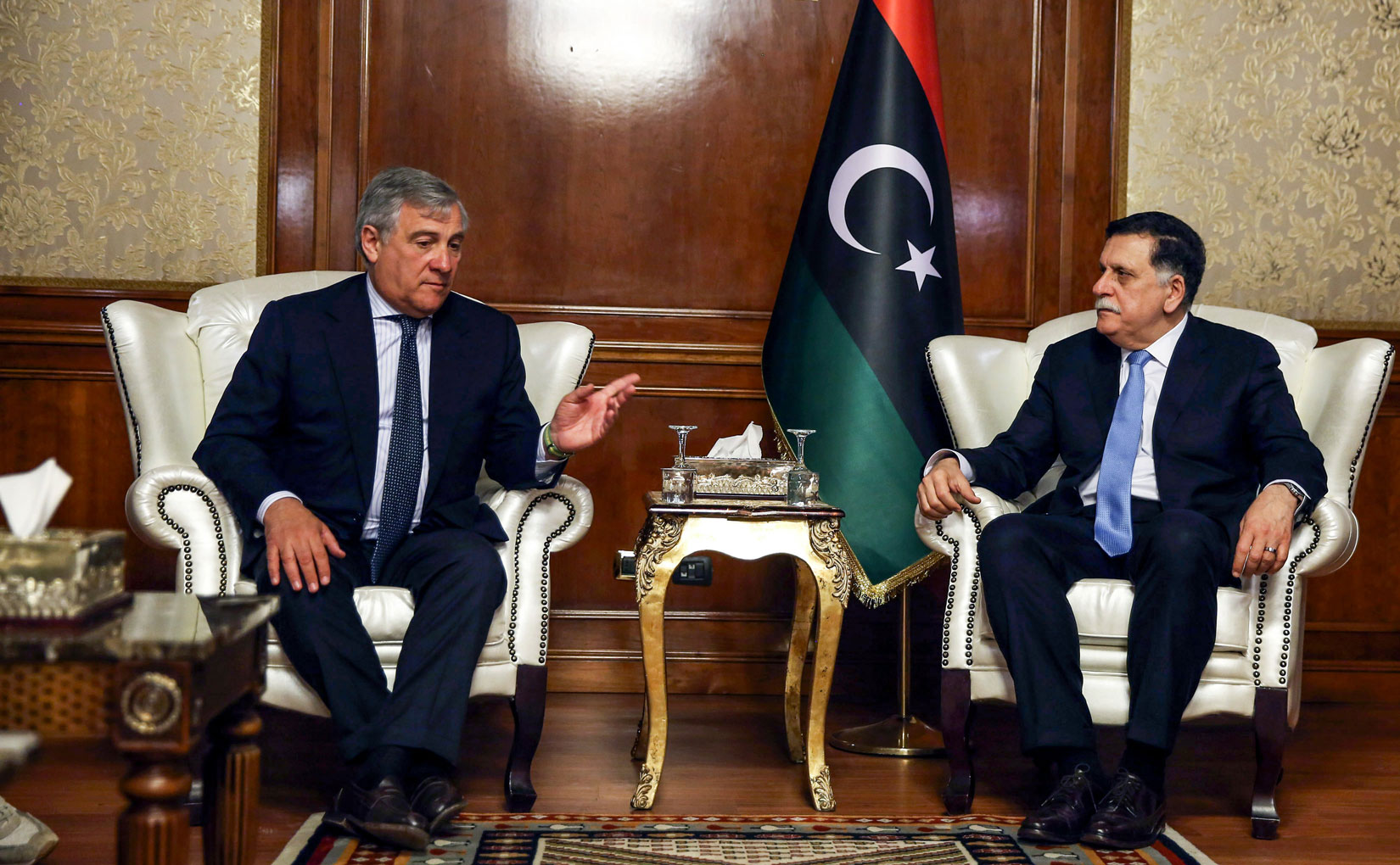 انتونيو تاجاني رئيس البرلمان الأوروبي التقى رئيس حكومة الوفاق الليبية في طرابلس