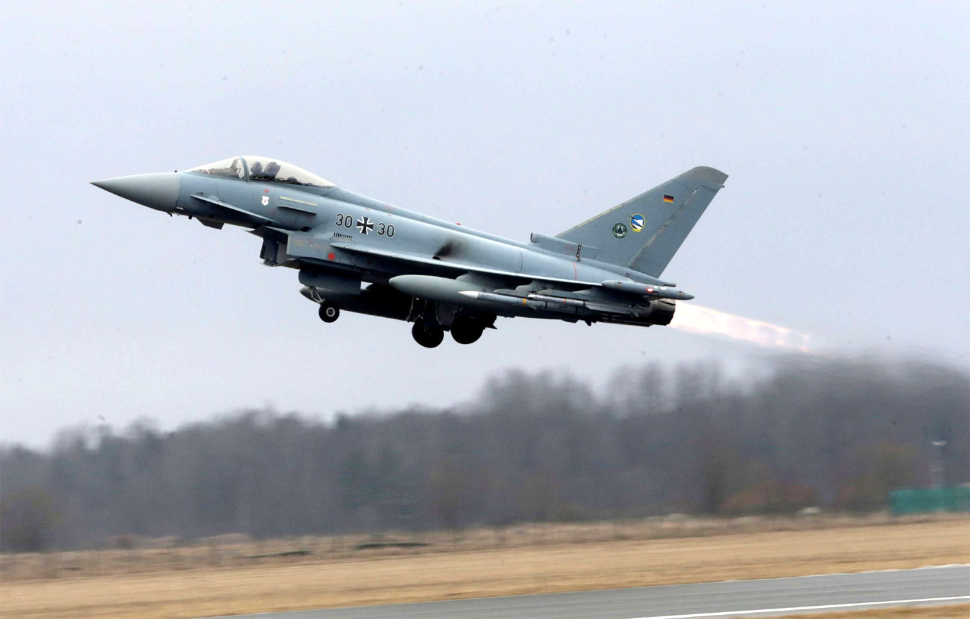 German Air Force Eurofighter Typhoon takes off during the air policing scramble in Amari air base, Estonia