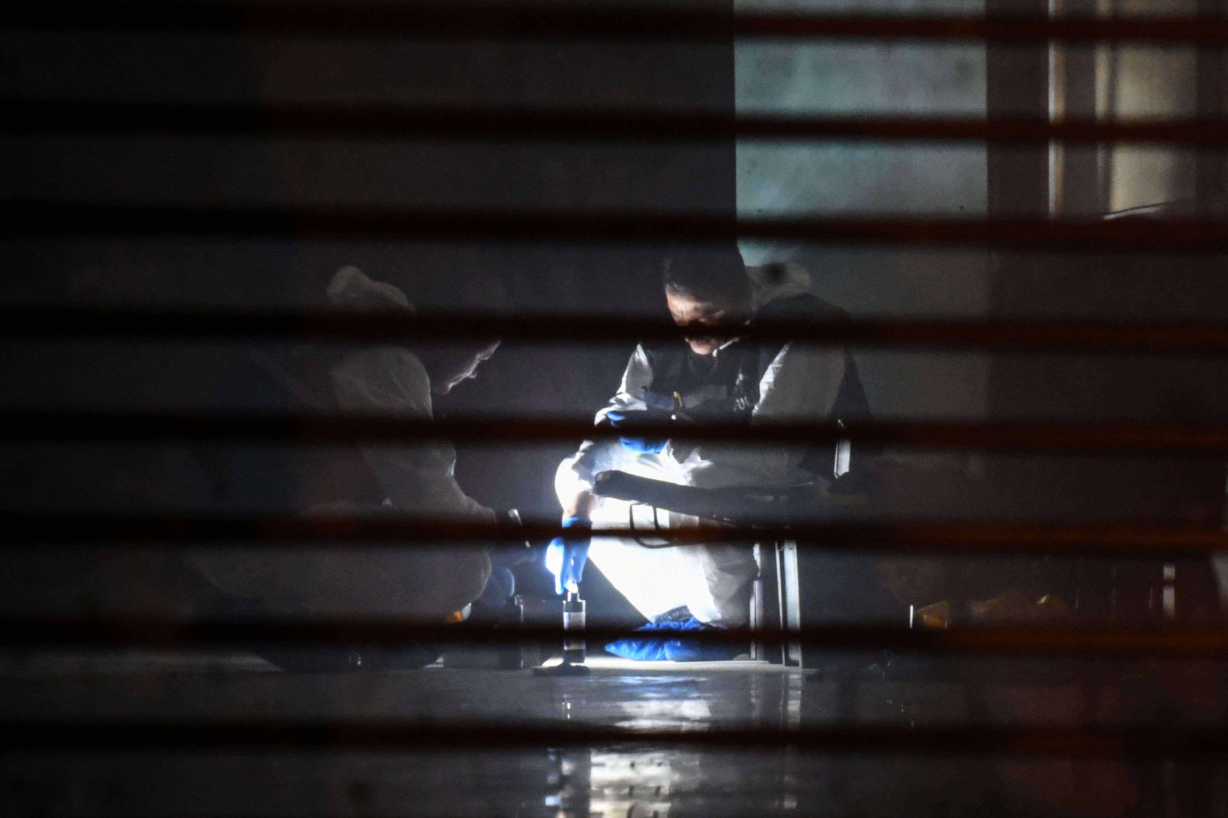 Turkish forensic search for evidence at the garage of Saudi Arabia's Consul General Mohammad al-Otaibi on October 17, 2018 in Istanbul