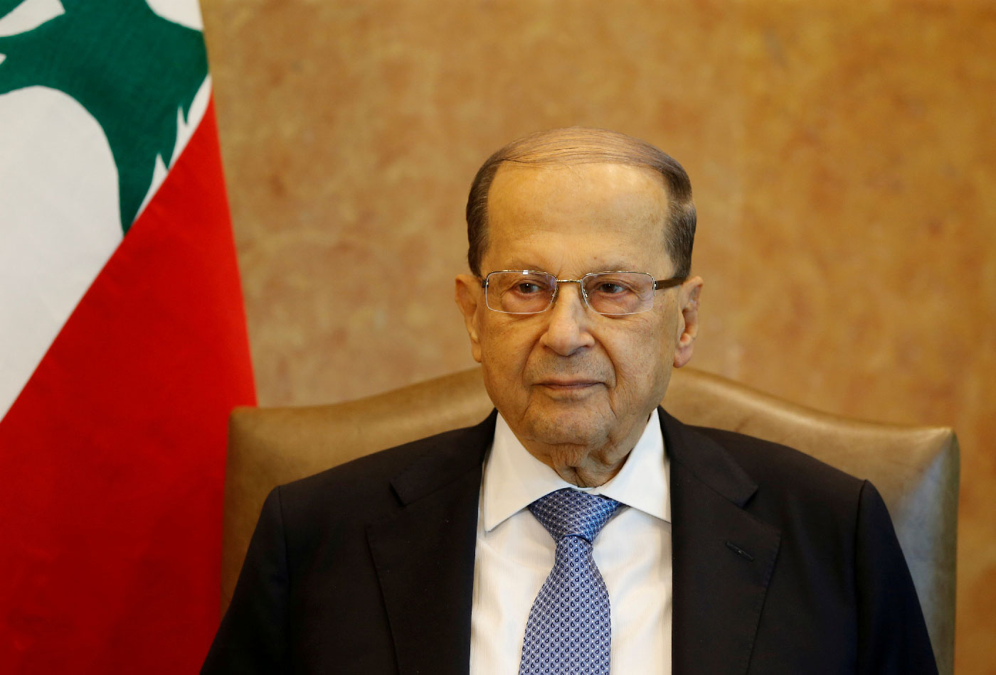Lebanese President Michel Aoun at the presidential palace in Baabda.
