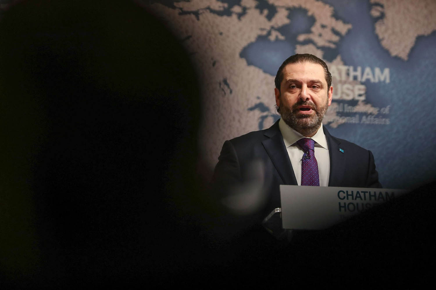 رئيس الوزراء اللبناني سعد الحريري يلقي كلمة في تشاتام هاوس في لندن