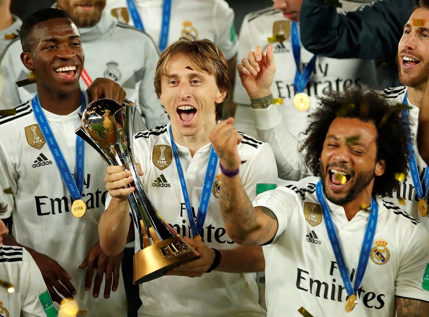 ريال مدريد يحتفل بالتتويج بكأس العالم للأندية 2018