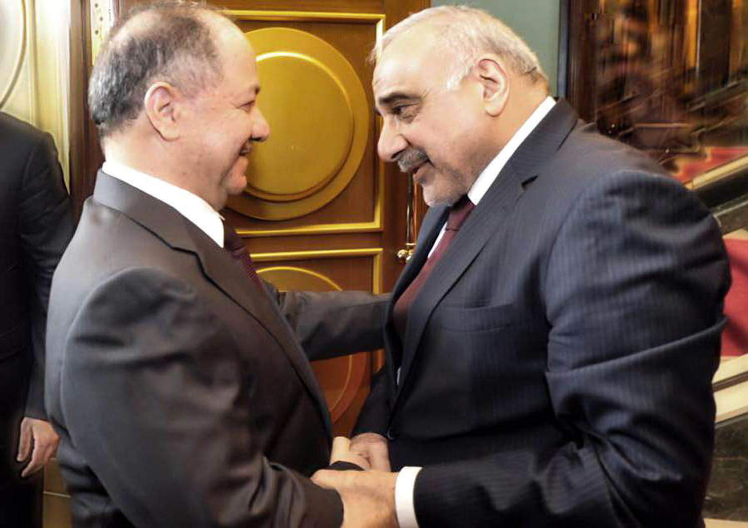 لقاء بين الزعيم الكردي مسعود بارزاني ورئيس الوزراء العراقي عادل عبدالمهدي