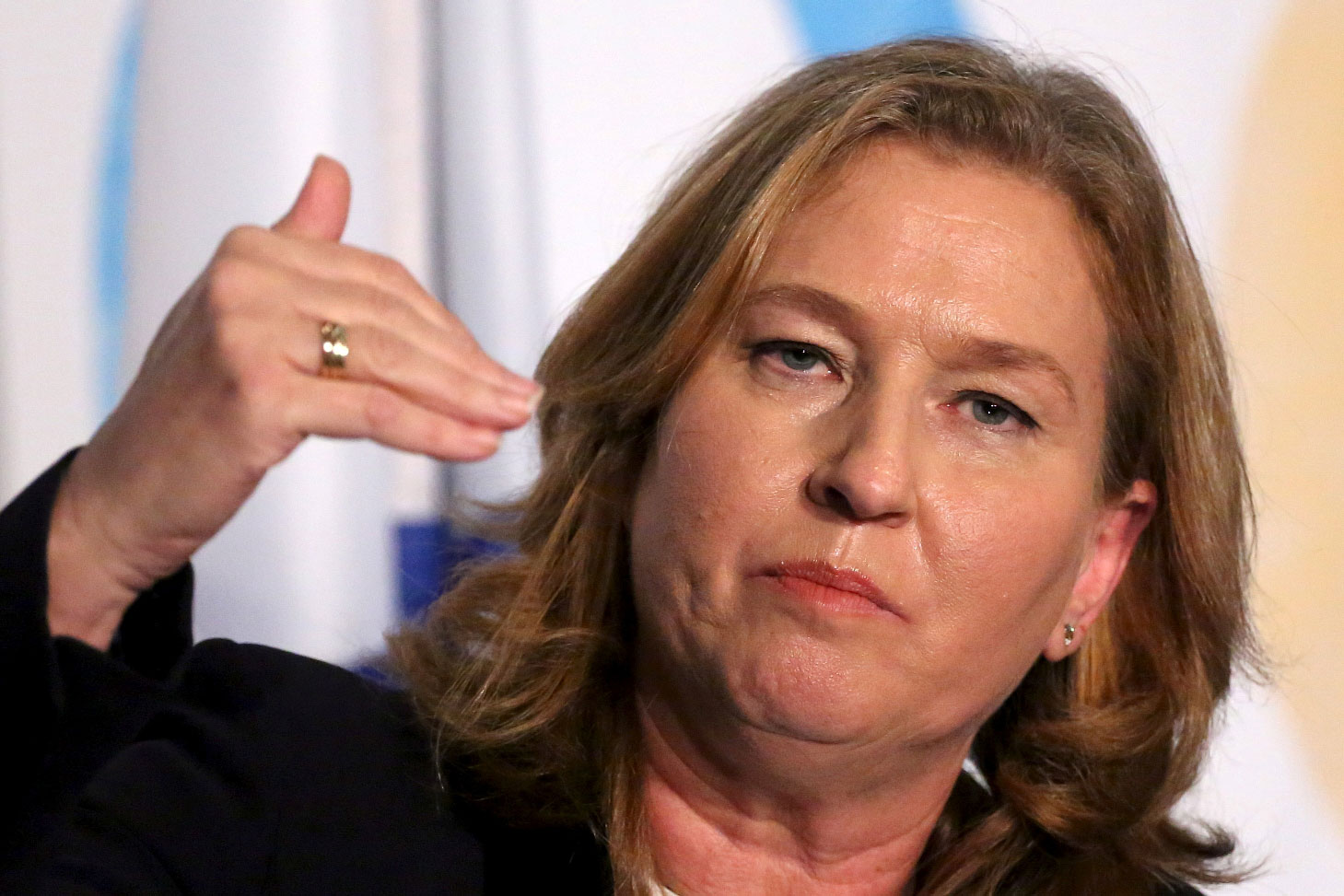 Former Israeli Foreign Minister Tzipi Livni of the Zionist Union addresses attendees at the "Haaretz Q: with New Israel Fund" event at The Roosevelt Hotel in the Manhattan borough of New York City, December 13, 2015.