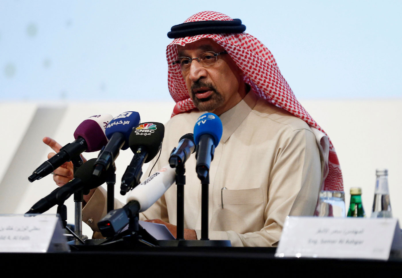 Saudi Energy Minister Khalid al-Falih speaks during a news conference in Riyadh, Saudi Arabia January 9, 2019.