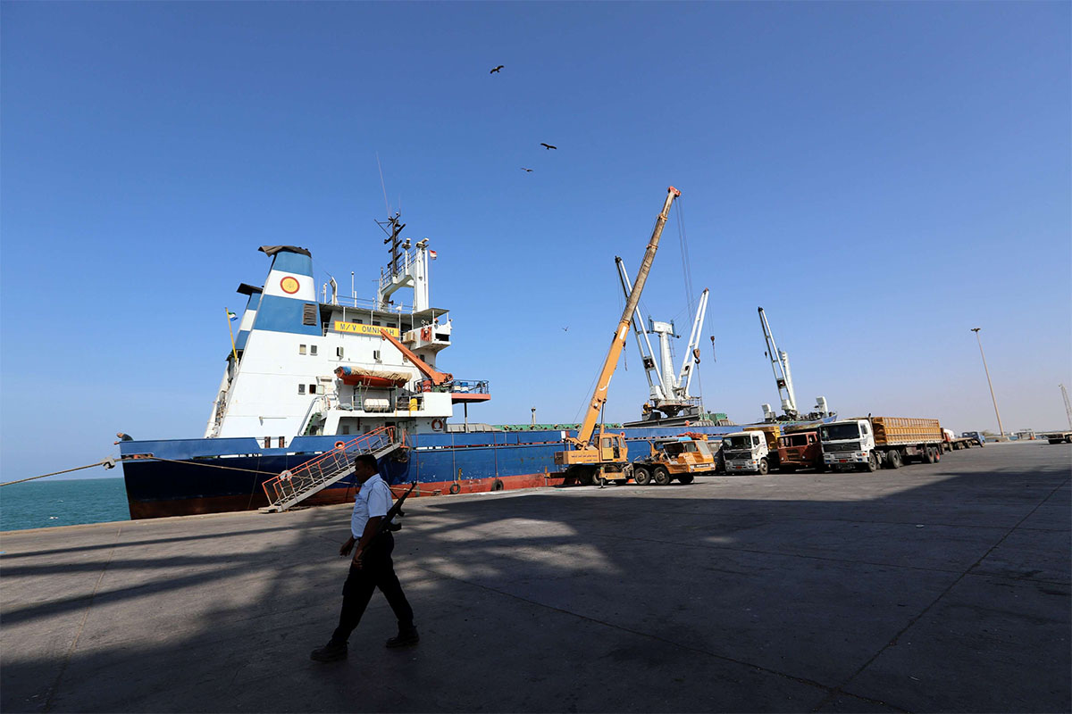 Hodeidah port is the entry point for the bulk of imported goods and relief aid to Yemen