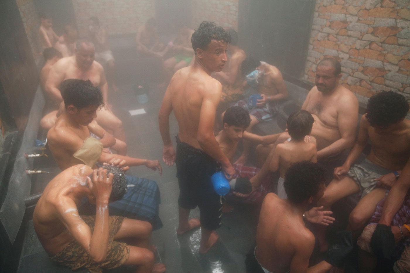 People have a Turkish bath at a newly-opened traditional Turkish-style steam bath in Sanaa, Yemen February 8, 2019.