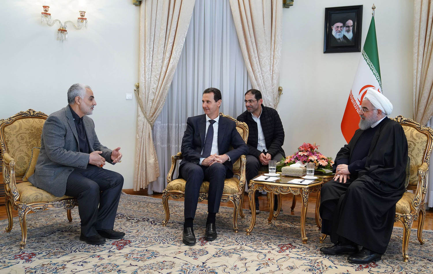 الرئيس الإيراني حسن روحاني يستقبل الرئيس السوري بشار الأسد بحضور قائد فيلق القدس في الحرس الثوري قاسم سليماني
