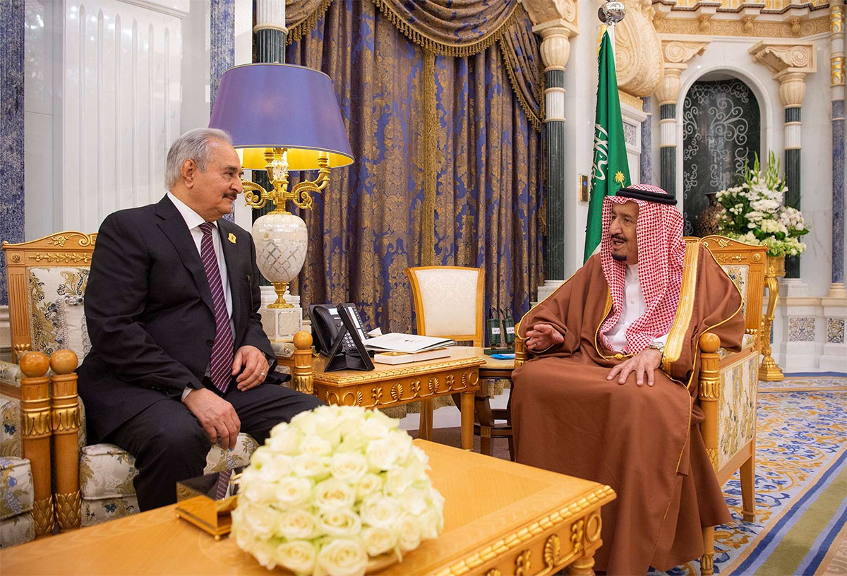 Saudi Arabia's King Salman bin Abdulaziz meets with Libyan military commander Khalifa Haftar in Riyadh