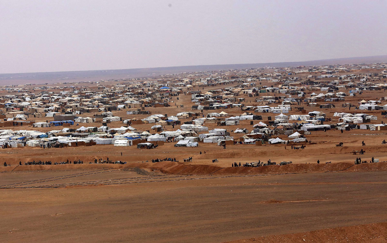 Aerial view of the informal Rukban camp, between the Jordan and Syria borders