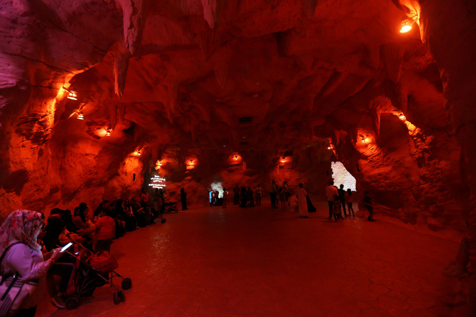 Visitors are seen inside the Cave of Miracles, part of Dubai's Quranic Park in Dubai, UAE April 6, 2019.