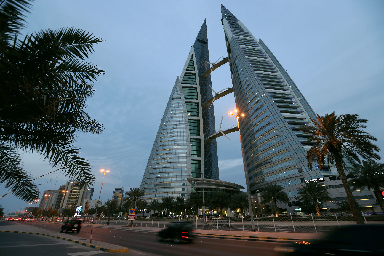 General view of the Bahrain World Trade Center in Manama
