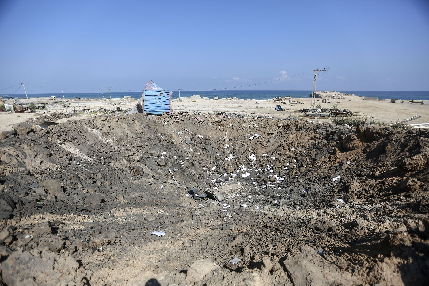 The remains of a site that was shelled during Israeli airstrikes