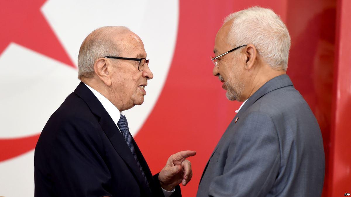 رئيس الجمهورية الباجي قائد السبسي ورئيس حركة النهضة راشد الغنوشي