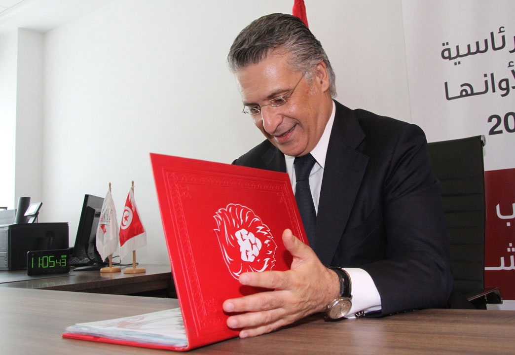 Nabil Karoui, Tunisian media magnate and would-be presidential candidate submits his candidacy to Tunisia's electoral commission