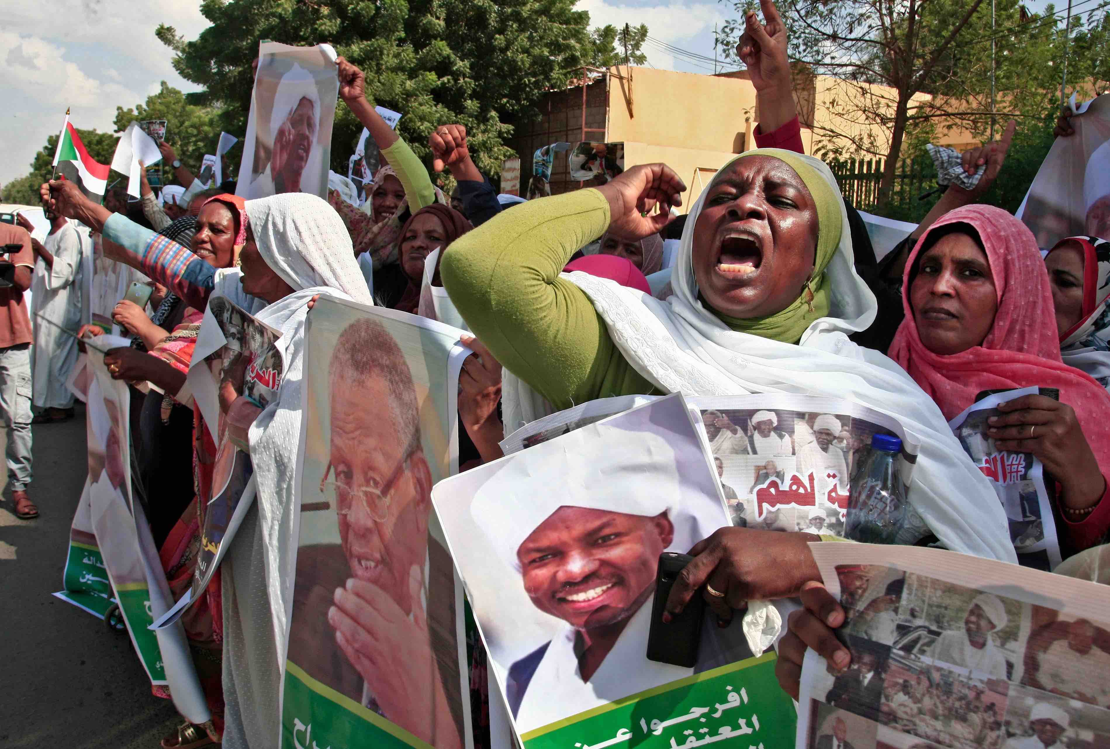 "Down with the Forces of Freedom and Change," the crowd chanted, referring to the umbrella protest movement that brought down Bashir.