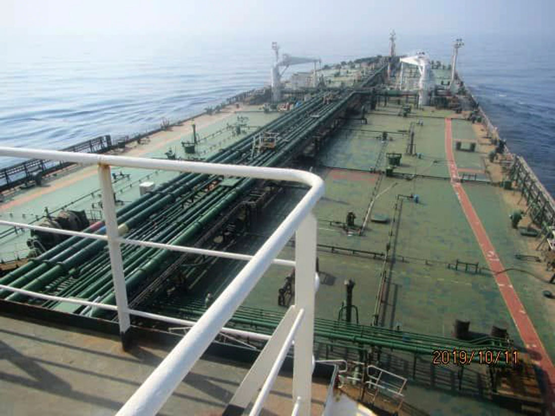 An undated picture shows the Iranian-owned Sabiti oil tanker sailing in the Red Sea