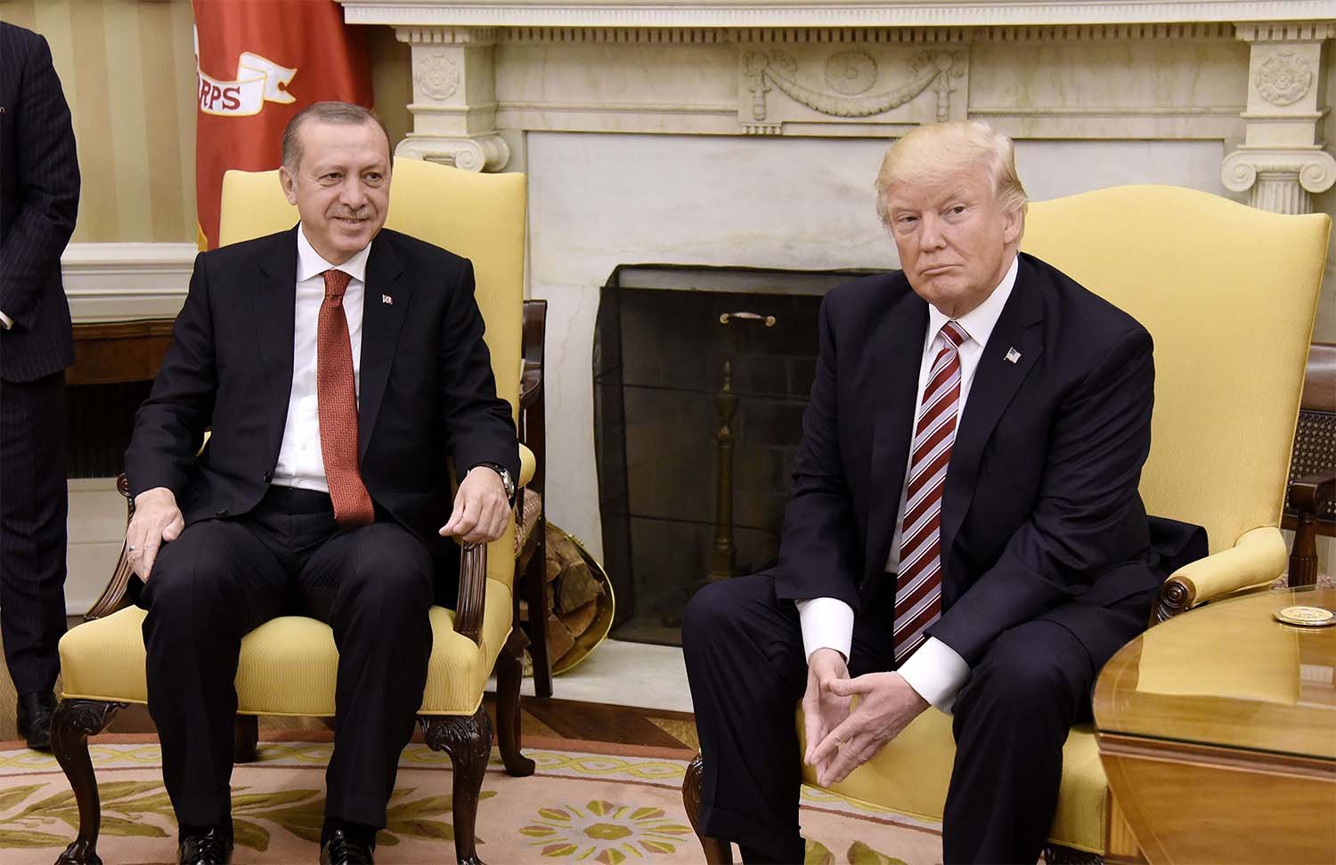 US President Donald Trump meets with President Recep Tayyip Erdogan of Turkey in the Oval Office of the White House in Washington, DC