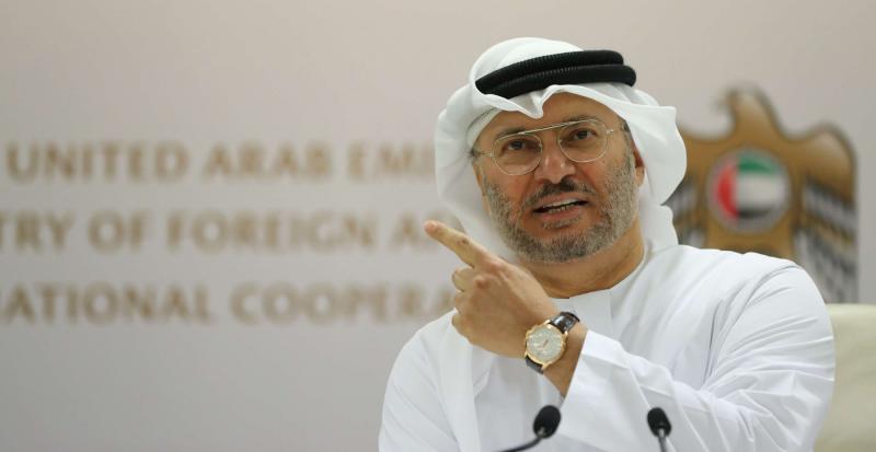 Emirati Minister of State for Foreign Affairs Anwar Gargash speaks during a press conference in Dubai
