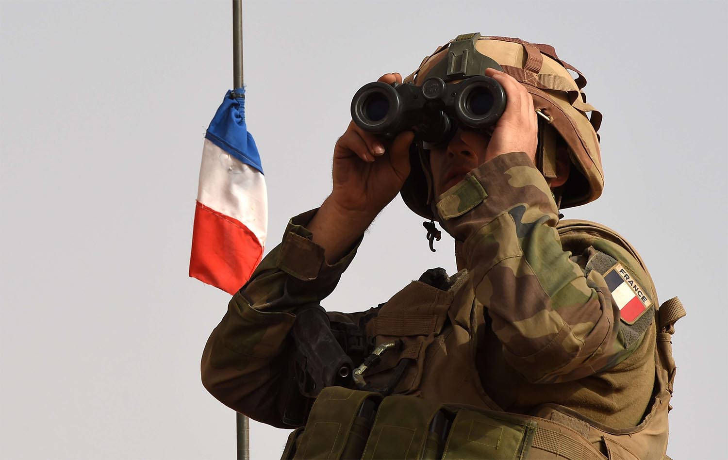 A French soldier during an anti-terrorist operation in the Sahel