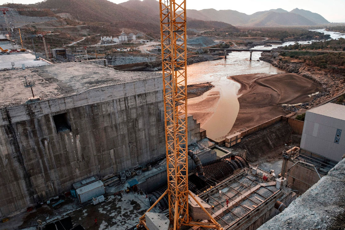 A general view of the Blue Nile river as it passes through the Grand Ethiopian Renaissance Dam