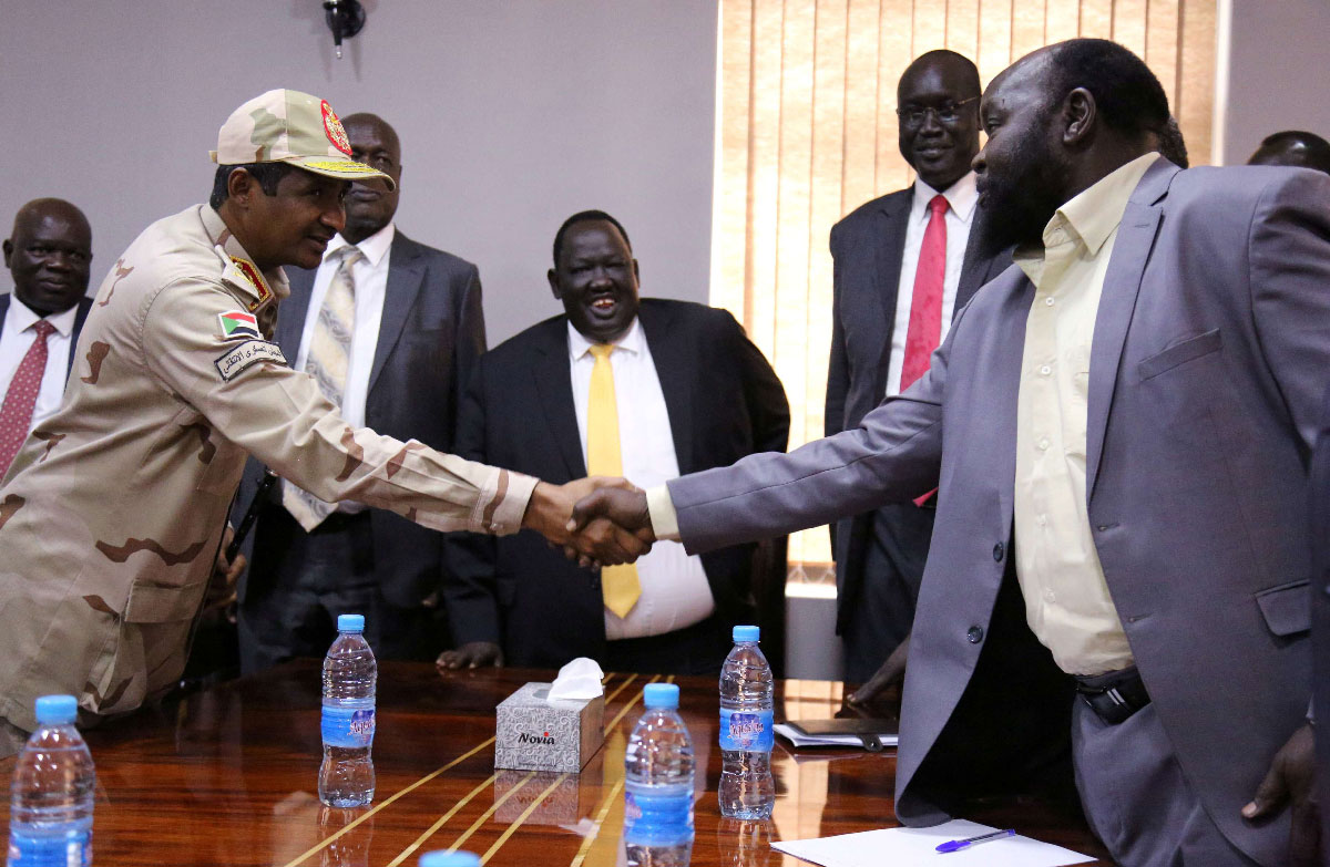 Deputy Head of the Transitional Military Council Mohamed Hamdan Dagalo meets SPLM-N leader Abdelaziz al-Hilu