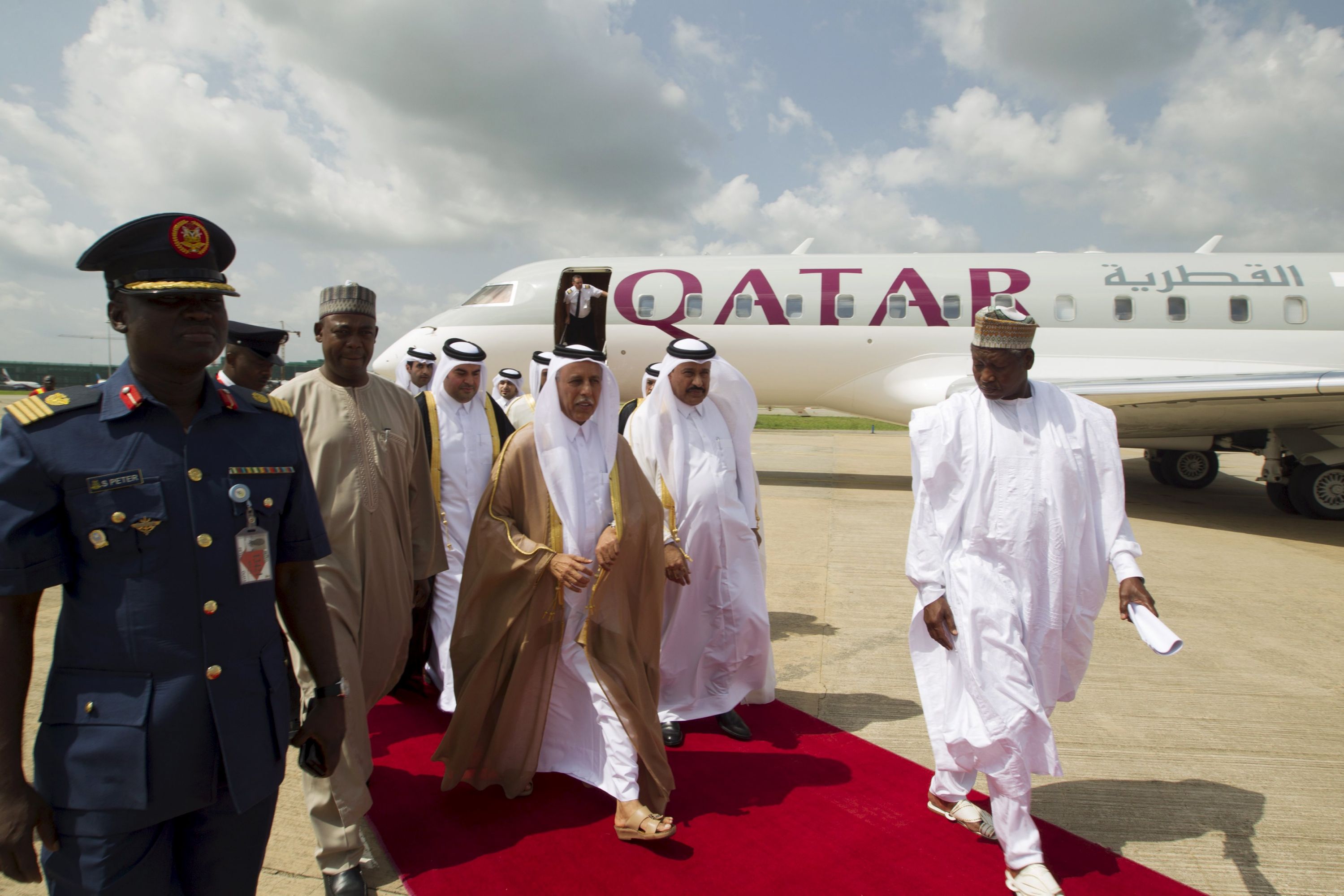 Qatar's former Deputy Prime Minister Ahmad Abdullah Al Mahmoud arrives in Abuja, Nigeria in 2015