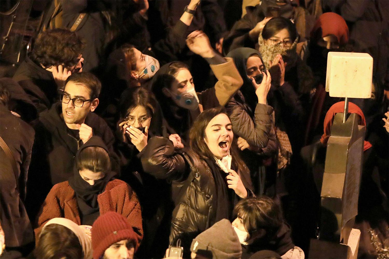 Iranians students demonstrate against the regime following a tribute for the victims of Ukraine International Airlines Boeing 737 