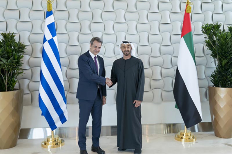 Greek Prime Minister Kyriakos Mitsotakis and UAE Crown Prince Sheikh Mohammed bin Zayed Al Nahyan 