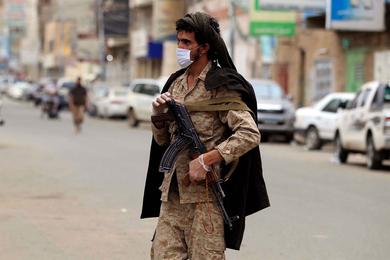 Huthi fighter in Sanaa