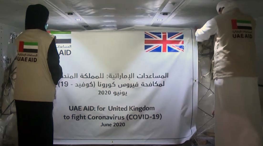 UAE medical aid being shipped to the UK