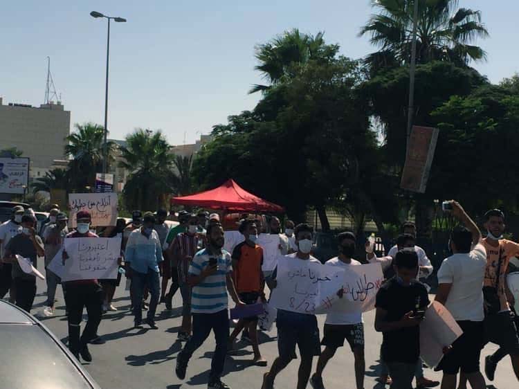 Protesters marched to the HQ of the Government of National Accord to voice anger over what they called a "slow death" 