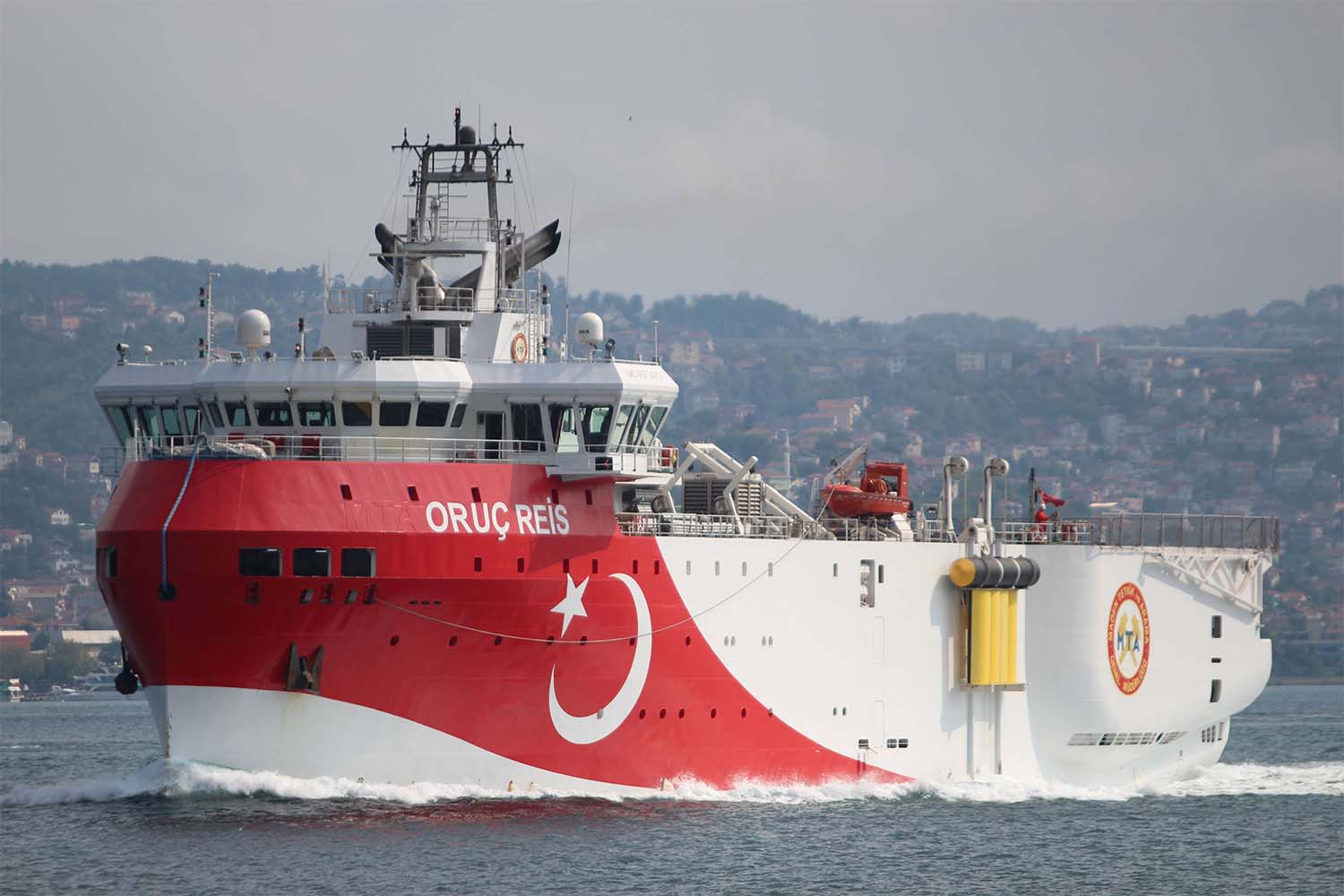 Turkish seismic research vessel Oruc Reis sails in the Bosphorus in Istanbul