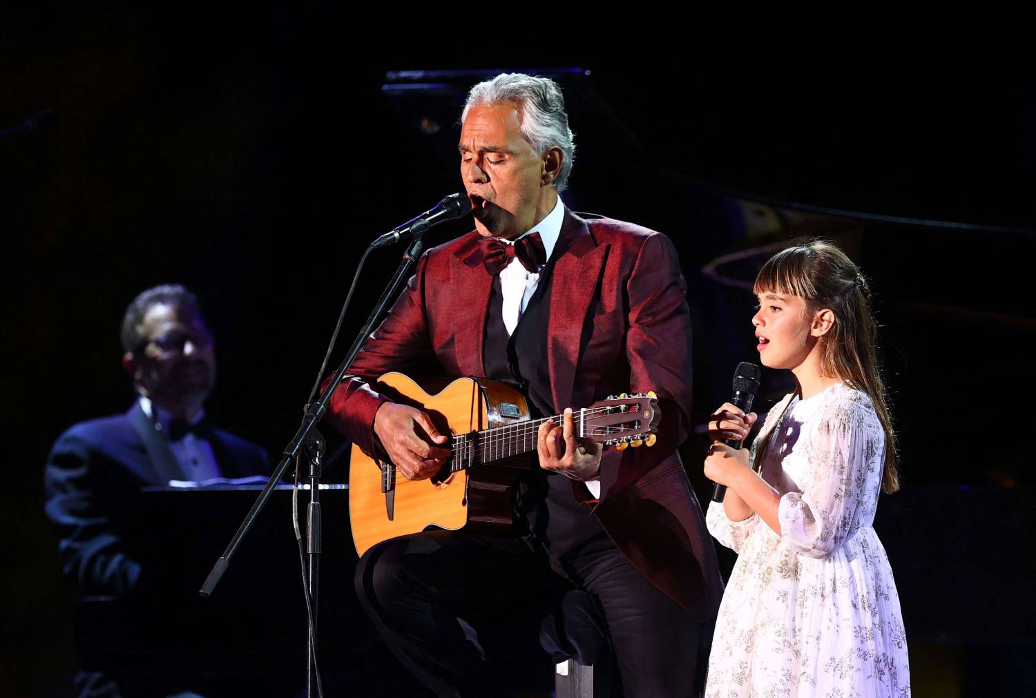 Bocelli in a duet with his young daughter Virginia