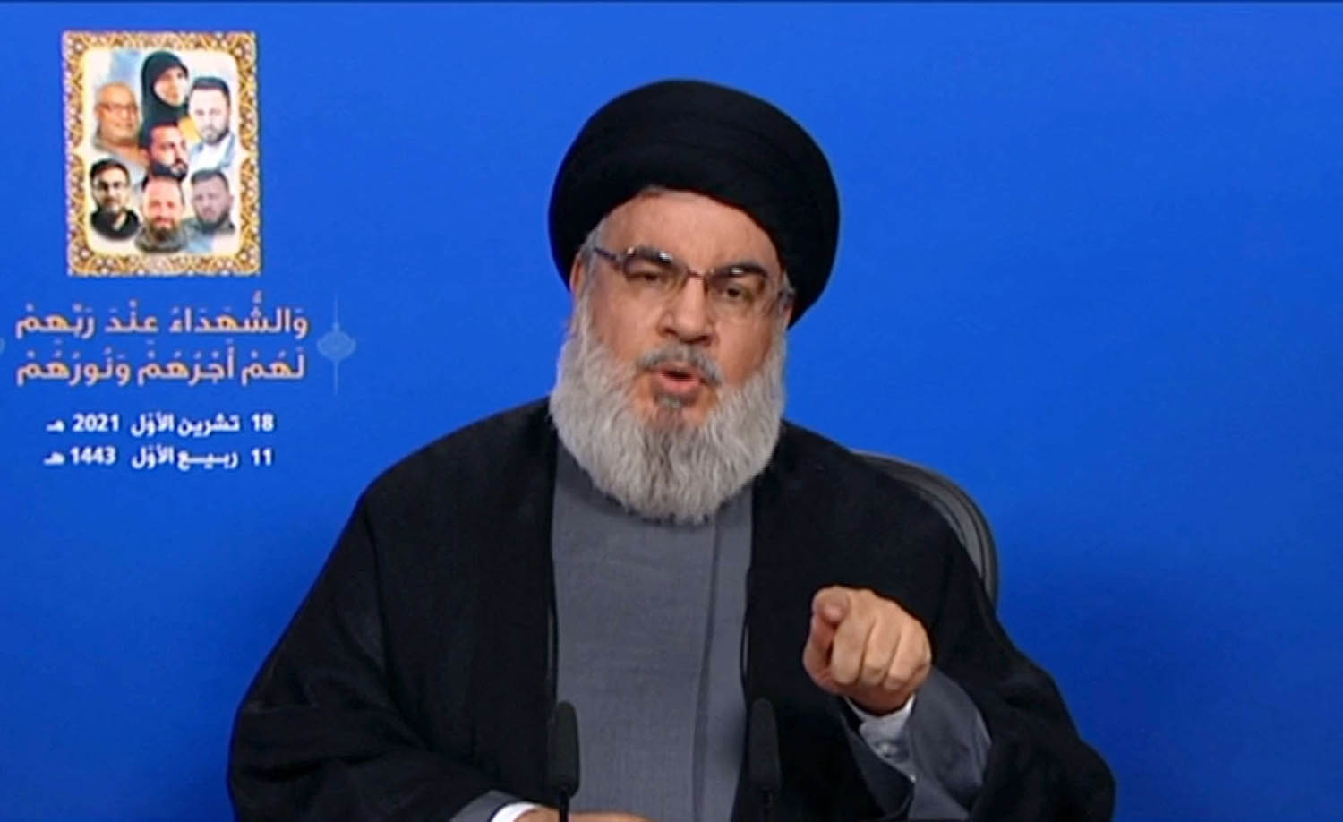 زعيم حزب الله حسن نصرالله يلقي كلمة مسجلة بمناسبة احداث بيروت