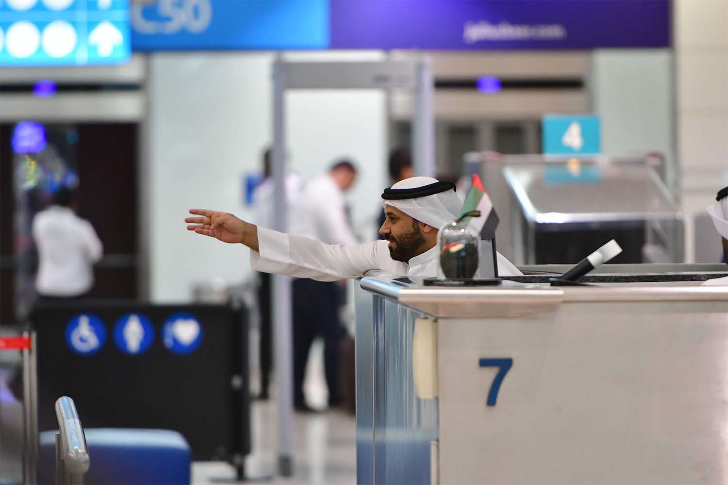 A security check of the Unites Arab Emirates' Dubai Airport