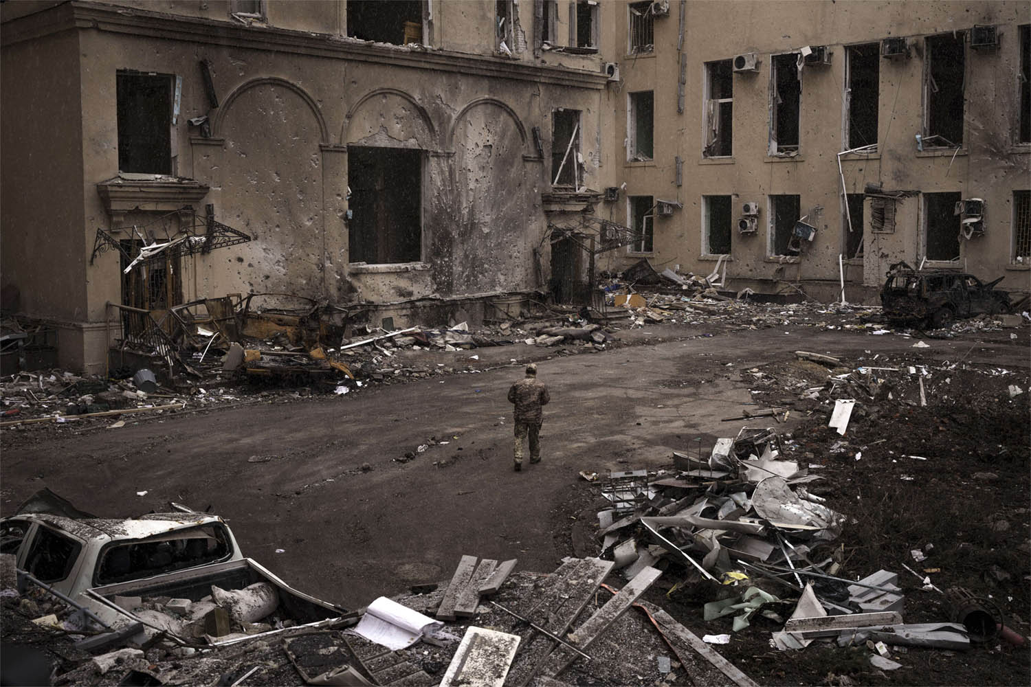 The regional administration building heavily damaged after a Russian attack earlier this month in Kharkiv, Ukraine