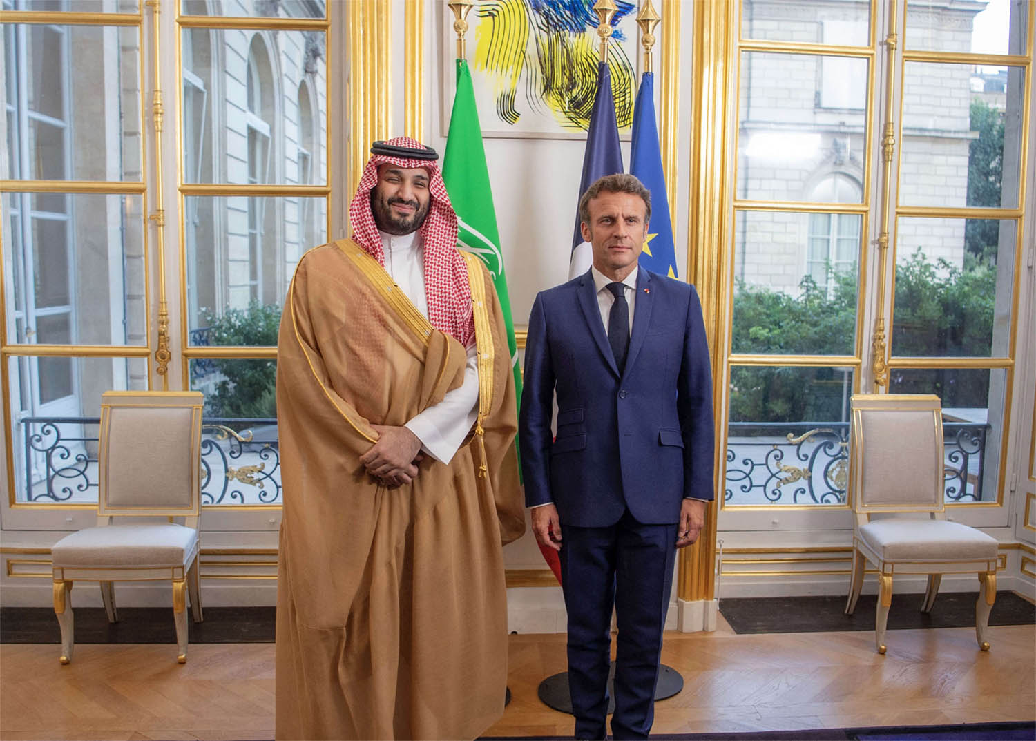 Macron welcoming Saudi Crown Prince Mohammed bin Salman in Paris