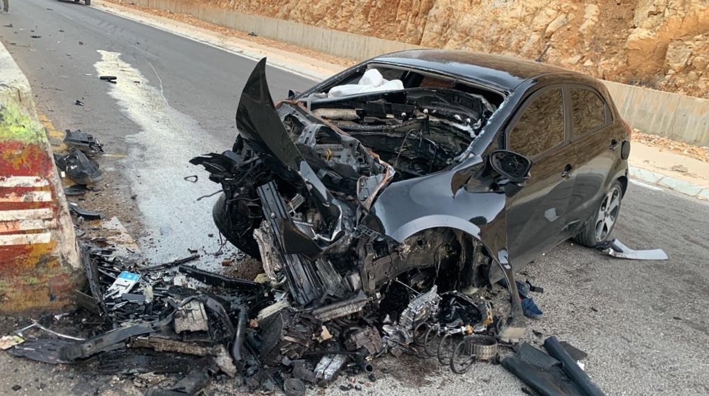 سيارة الفنان جورج الراسي بعد الحادث