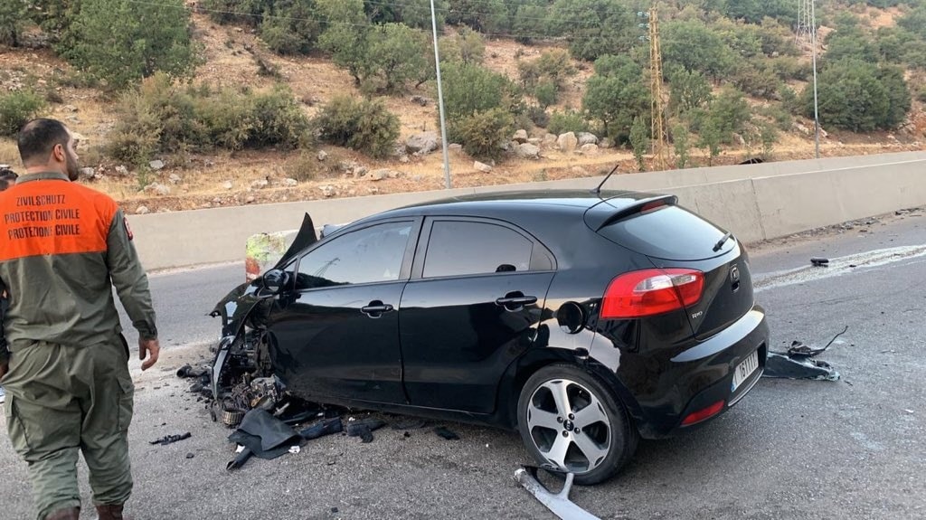 سيارة الفنان جورج الراسي بعد الحادث