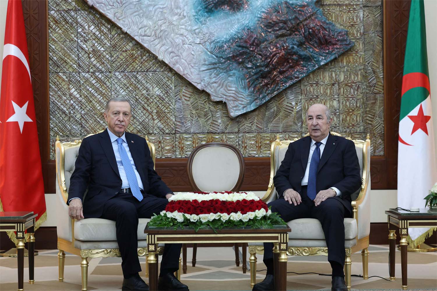 Turkeys President Tayyip Erdogan meets with Algeria's President Abdelmadjid Tebboune in Algiers