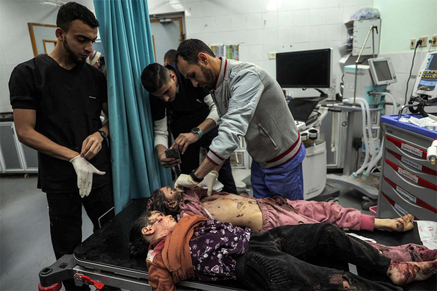 he bodies of the two girls killed by Israeli bombardment