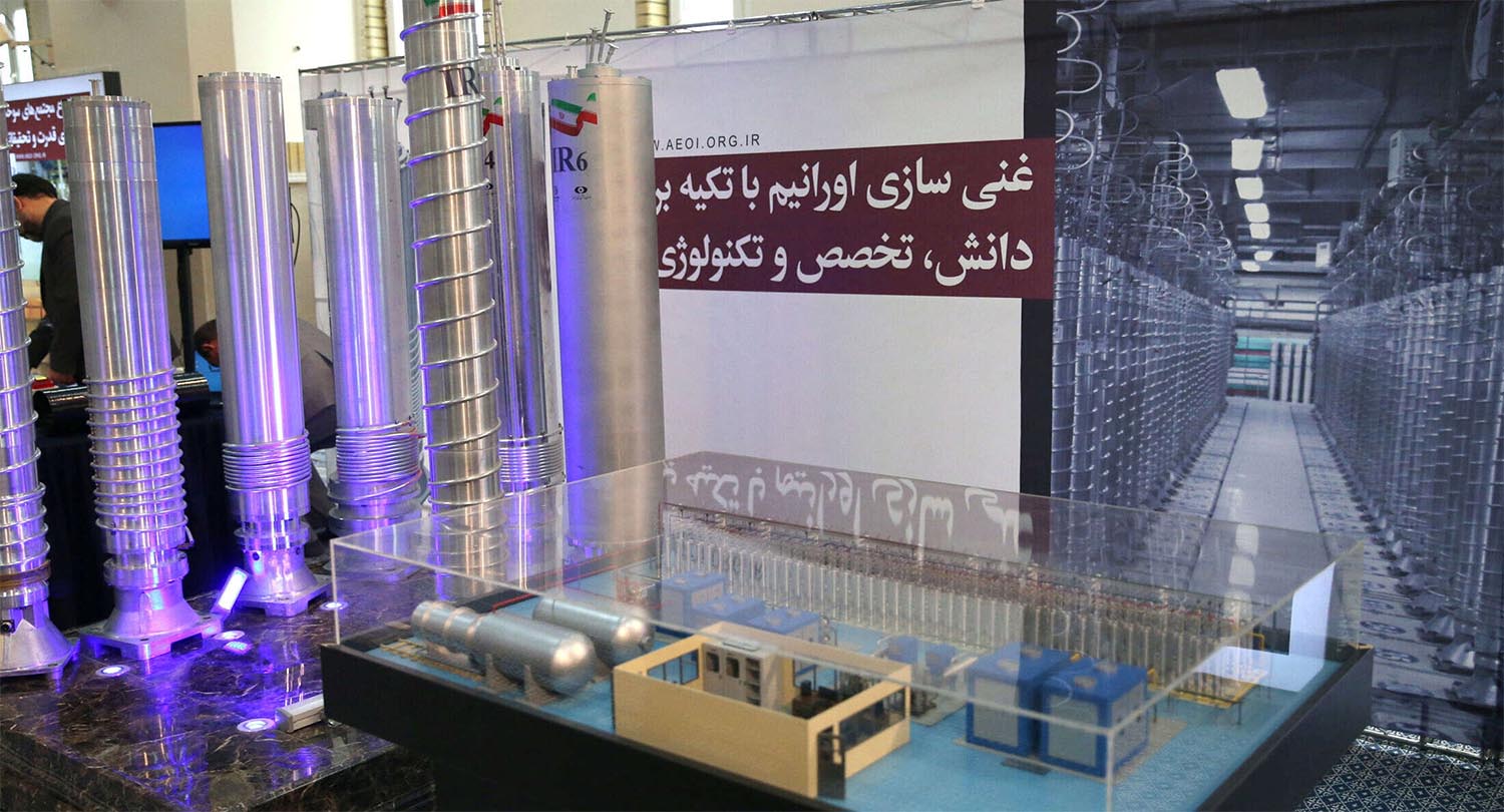 Iranian centrifuges on display at the Atomic Energy Organization of Iran in Tehran
