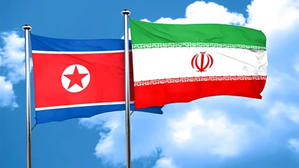 North Korean and Iranian flags