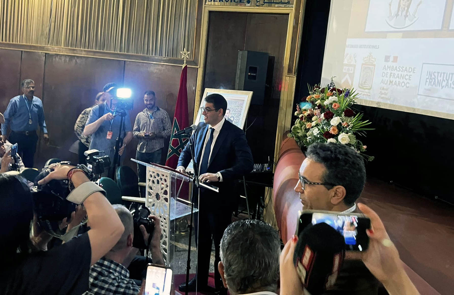 Youth and Culture Minister Mohamed Mehdi Bensaid giving his speech